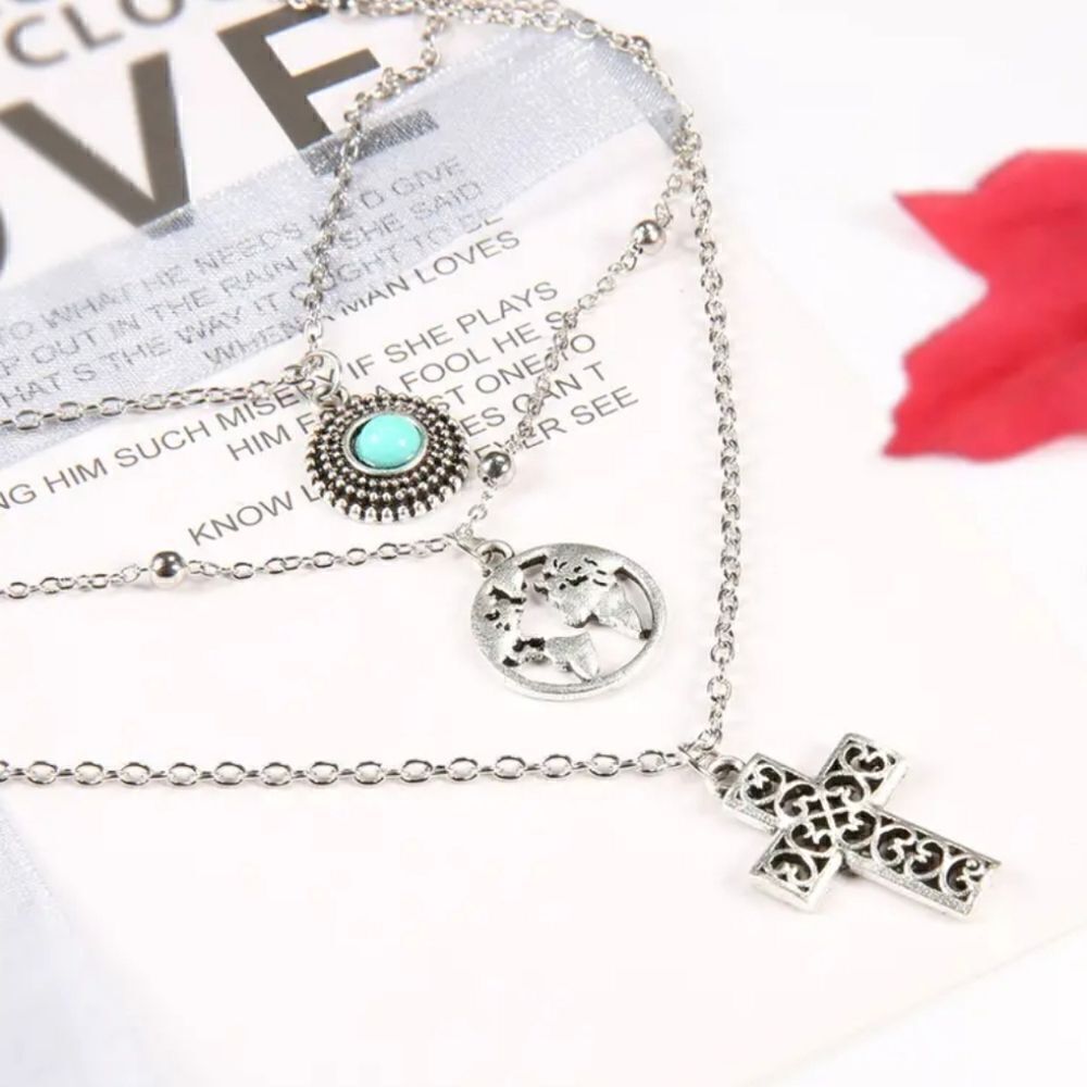 Bohemian Chic Silver Plated Layered Necklace - Vintage Inspiration - Picture 2 of 13